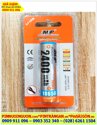 MP ICR18650-2400mAh, Pin sạc 18650 lithium 3.7v ICR18650-2400mAh (18x 65mm) chính hãng (Vỉ 1viên)